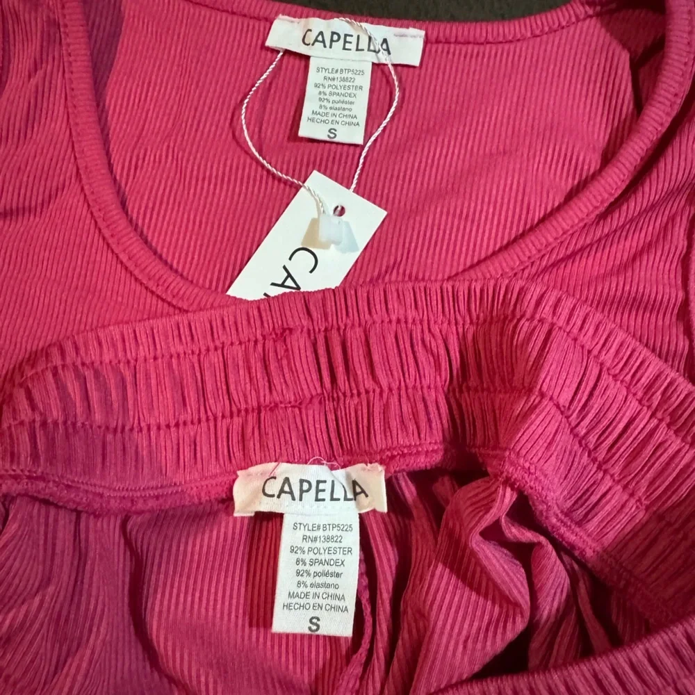 Capella Pink Ribbed Lounge Set | Crop Tank & Drawstring Shorts | New‎ With Tags
